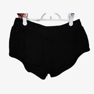 Black knit fleece shorts